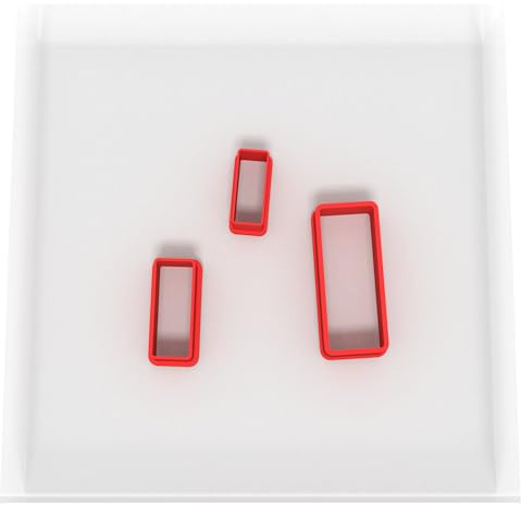 Custom Cutters Rectangle Shape Cutter | MINI/Tiny Plastic Cutter Set of 3 Fondant, Clay, Pastry, Icing, Jewellery 1.5CM + 2CM + 3CM v2
