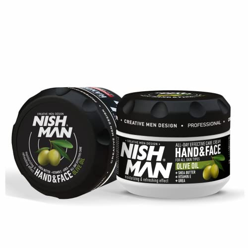 NISHMAN Hand- och Ansiktskräm - Olive Oil 300ml - Återfuktande, Närande och Vårdande Kräm för Frisk Hud - Perfekt för Torr och Känslig Hud