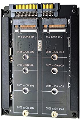 CY M.2 SATA SSD to 2.5inch SATA Adapter,Dual NGFF B+M Key M.2 SSD JOBD Raid0 Span Bridge Combo HDD Disk Drive Enclosure