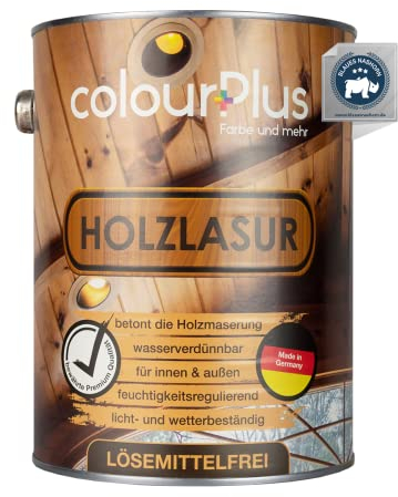 colourPlus® Lasure pour bois sans solvant (2,5L, Gris Anthracite) Lasure extérieure pour bois à finition satinée - Fabriqué en Allemagne