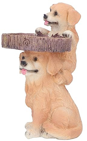Hundestatue, Vogelfutterstation, Lebensechte Dekorative Verzierung, Kunstharz-Skulptur, Vogelbadeschale für Garten, Balkon, Terrasse (Vogelfutterstation für Hunde)
