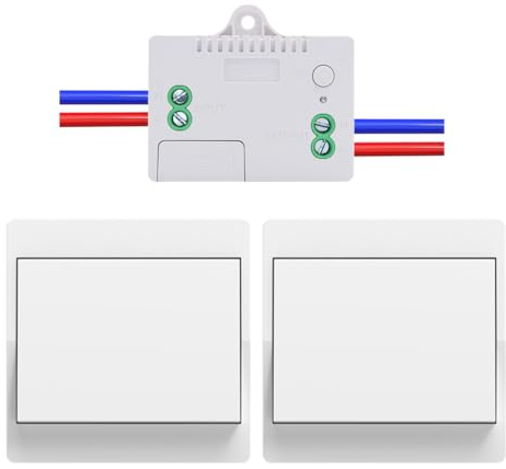 Cerhot EU Self Powered Wireless Light Switch Kit Remote Light Switches Wireless No Wiring No Battery Kinetic Light Switch Wireless Radio Wall Switches For Home Lighting (EU 1Gang 2V1 A）