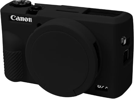 Easy Hood Kameratasche für Canon G7 X Mark III G7X3,Kamera Hülle Weiche Silikon Schutzhülle Kameragehäuse Leicht mit Abnehmbarem Objektivdeckel für Canon PowerShot G7 X Mark III,Klassisch schwarz