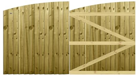 Premier Garden Supplies Made to Measure Feather Edge Semi-Braced Arch Top Driveway Gates for Measurements Height 4ft - 5ft (120-150cm) x Width: 244cm - 274cm