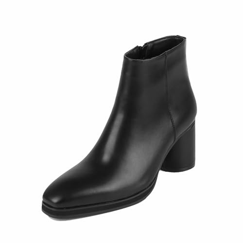 Ankle Boot for Men Heeled High Top Chelsea Boots Slip on Style PU Leather Dual Side Zipper Taller Shoes