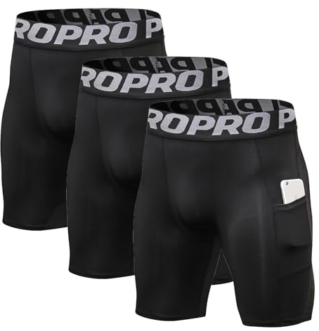 BEGIANT Kompressionsshorts för män sportshorts av spandex högpresterande löparshorts träningsunderkläder som ett ventilerande basskikt, 3-pack: svart, M