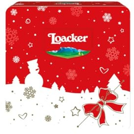 Loacker, Best of Moments Winter, Edizione 2025, Mix di Bontà a Base di Wafer al Cioccolato in Formato Mini, Idea Regalo per Natale, Party Box in Latta, Confezione Regalo con 34 Monoporzioni da 307,5g