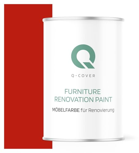 Q-COVER Vernice per mobili semi-opaca, colore: Rosso traffico RAL 3020, 1 L, colore legno per interni | coprente, a base d’acqua, antigraffio, per cucine, armadi, tavoli, giardino
