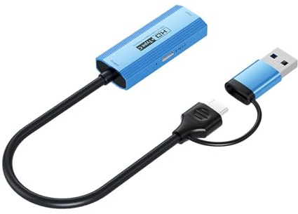 USB Video Capture Card 4K30Hz and USB C Compatible PD100W 1080p Streaming and Low Latency Metal Video Card