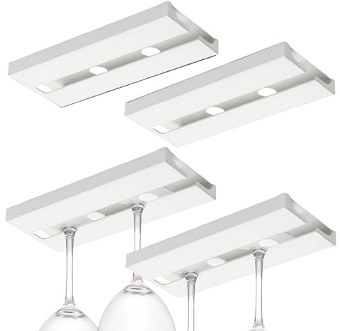 Sghtil Portavasos de vino | 4 piezas portavasos autoadhesivo, organizador de copas colgante abajo para restaurante, bar, hogar, hotel, sala de estar, muebles