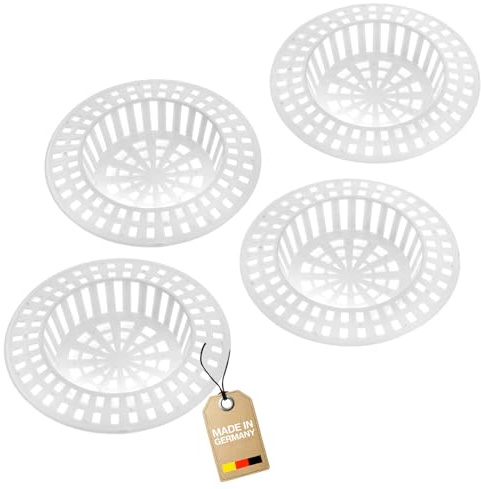 Westmark 4 Abfluss-Siebe/Ausgussfilter – Ideal im Spülbecken in der Küche gegen Essensreste oder als Haarsieb im Bad – ø 7 cm, rund, Kunststoff, weiß, 520722E3