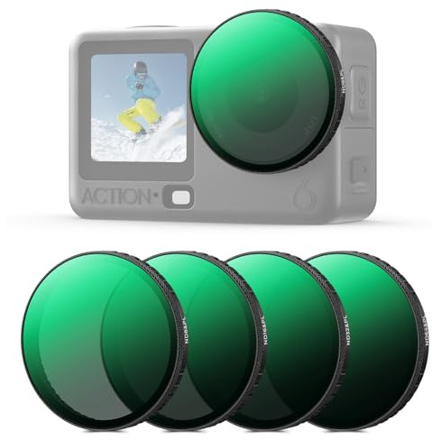 K&F CONCEPT Kit de 4 filtres Snap on CPL/ND Compatible avec DJI Osmo Action 6, ND8/PL, ND16/PL, ND32/PL, ND64/PL, Accessoires pour caméra d'action en Verre Optique HD Multicouche | ND8/PL, ND16/PL, ND32/PL, ND64/PL, verre optique HD multicouche, accessoires caméra d'action, FD141