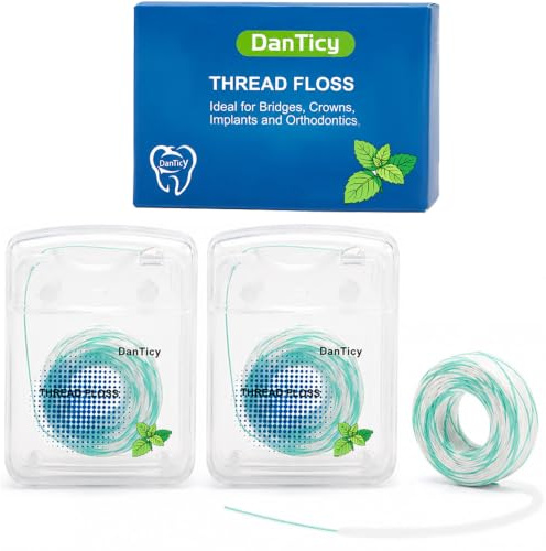 840D Fluffy Floss Threaders, Deep Clean Zahnseide für Zahnspangen, Brücken und Implantate, Super Floss, 50 Stück, Ultra Mint, 2 Stück