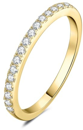 JewelryPalace Modesmycken Klassisk Stapelring Med Zirkonia Evighetsring För Damer Smal, Vigselringar För Damer Silver 925 Vigselringar Bröllopsbandring, Smycken För Kvinnor Med Sten