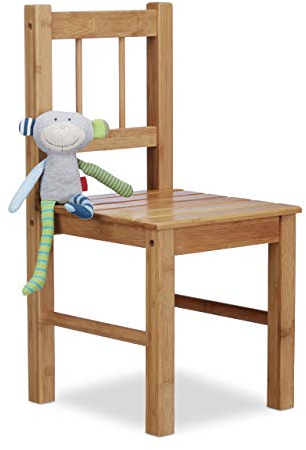 Relaxdays Deko Stuhl Bambus, HxBxT: 57 x 27 x 29 cm Kleiner Stuhl für Blumen, Holzstuhl, Kinderstuhl, Bambusstuhl, natur