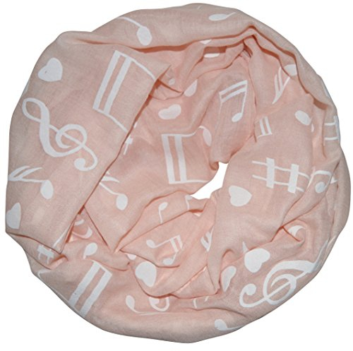 thb Richter Damen Herren Schlauchschal Musiknoten Musik Rundschal Notenschlüsse Gummi-Print Loopschal Kunst Weich Loop Soft Schal Musikveranstaltungen (Rosa)