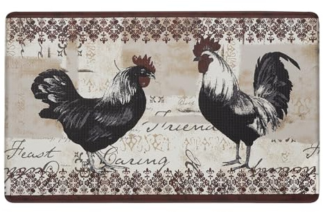 Anti-Fatigue Floor Comfort Mat - 18 x 30 Inch (Rooster) - Waterproof Non-Slip Rug - Easy to Clean Cushioned Mat for Kitchen, Bathroom, Standing Desk & Office - Achim Home Decor