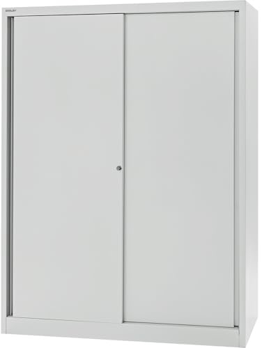 Bisley LIGHT Schiebetürenschrank ECO, 4 Ordnerhöhen, lichtgrau | 3 Fachböden, 4 Ordnerhöhen, lichtgrau