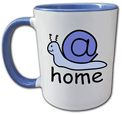 At Home Tasse - Zuhause bleiben - Nerd Kaffeetasse - Computer Büro Arbeit - Home Office Tasse - Sprüche Tasse mit Schnecke