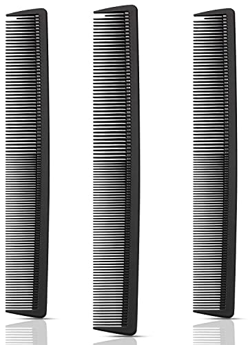 3 Pezzi Pettine di Carbonio per Capelli in Fibra e Pettine per Capelli Standard Pettini Resistenti al Calore Antistatici Pettini da Parrucchiere Neri per Uomo Donna Salone Domestico Acconciature