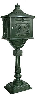 KONGY Boites Aux Lettres, Verrouillable Imperméabiliser Boîte Aux Lettres Verticale Style Vintage Américain Élégance Maison Métal Letterbox Boites Aux Lettres sur Pied (Couleur : Vert)
