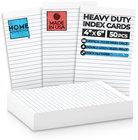 Home Advantage Vertically Ruled White Mini Index Cards, Note Cards (4x6)