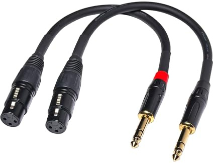 Suanqi 023 6in 1/4 TRS to XLR Female Adapter, 6.35 to XLR Female, XLR to 1/4 Adapter 1/4 Audio Cable 6in/2pack