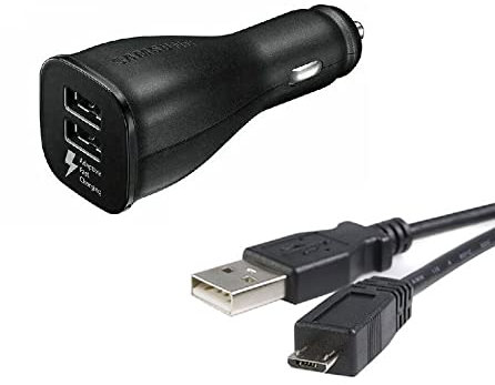 Mr Gadget Solutions® Cargador USB de doble puerto para coche y cable micro USB de 1 m para dispositivos Android, cámaras y otros dispositivos duros, color negro