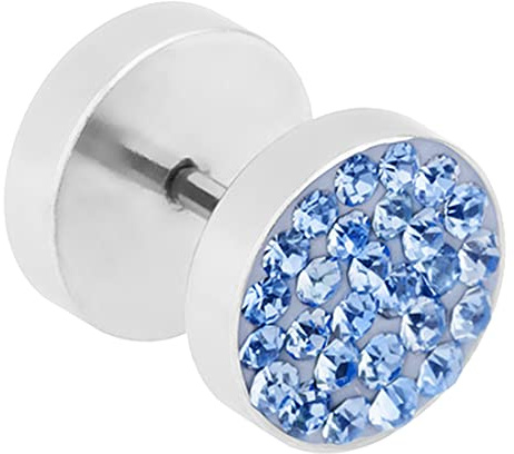 Taffstyle Pendiente falso piercing de oreja Plug con circonitas, 6mm