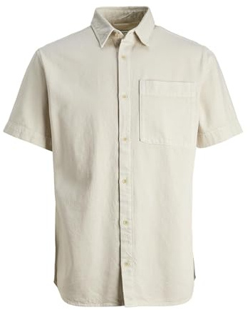JACK & JONES jeansskjorta för män, bekväm passform, jeansskjorta, ecru, L