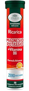 L'Angelica Vitamine e Sali Minerali, Magnesio e Potassio, 20 Compresse | Ricarica, Vitamina B6, Gusto Limone, Zero Zuccheri, 1 Confezione