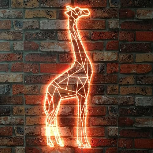 ADVPRO Giraffe Geometric Animal Kid RGB Dynamic Glam LED Sign - Cut-to-Edge Shape - Smart 3D Decoration - Multicolor Signage st06s42-fnd-i0022-c