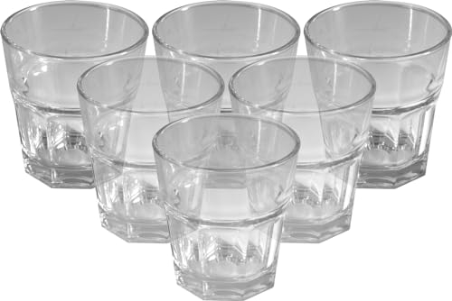 Sterling Ventures Legend Octagon Base Glass Small Tumblers Cold Drinks Glasses 265ml 6PK