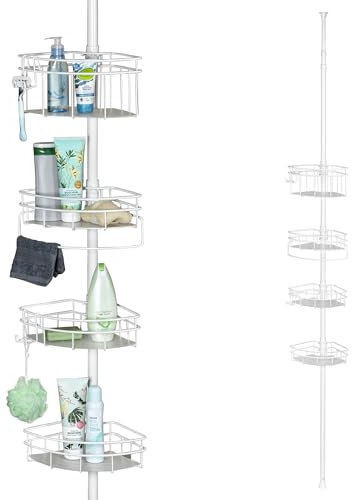 bremermann Teleskop-Eckregal, 4 Körbe Duschregal bis max. ca. 290 cm (Weiß)