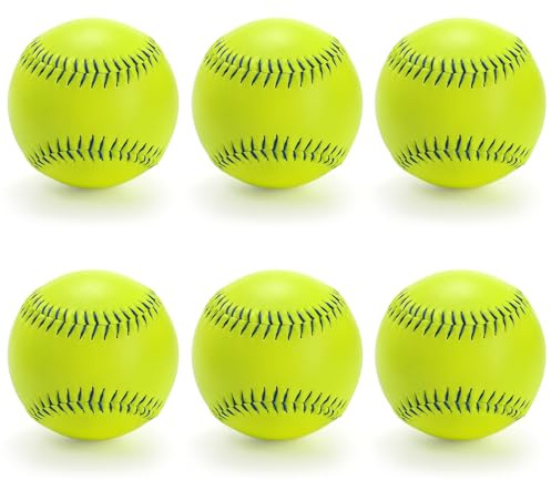 Tebery 6 Pack 12 Inch Sports Fastpitch Softballs Official Size and Weight, Unmarked & Leather Covered Training Ball for Games, Practice and Training