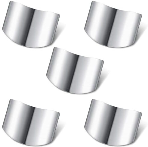 ZXUPOI 5 Piezas de Acero Inoxidable para Cocina, Protector de Dedos, Protector de Manos para Evitar daños al Cortar y Cortar en Cubitos en la Cocina, Herramienta de protección de Dedos.