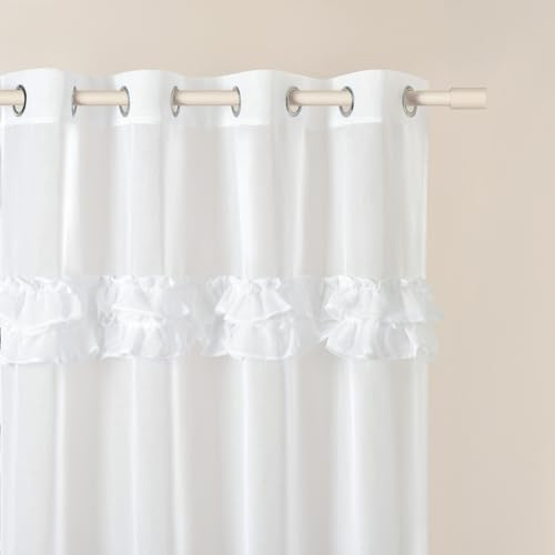 ROOM99 Cortina con Ojales Frilla 200 x 250 cm de Ancho x Alto para salón, Transparente, Moderna, para salón, Dormitorio, Color Blanco, 1 Unidad