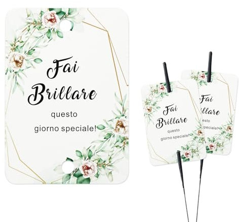 ZYKORT 120 pezzi Etichette Scintillanti Matrimonio, Biglietti Glitterati Fosforescenti per Anniversario, Fidanzamento, Matrimonio, Comunione, Compleanno, Decorazione per Feste di Battesimo