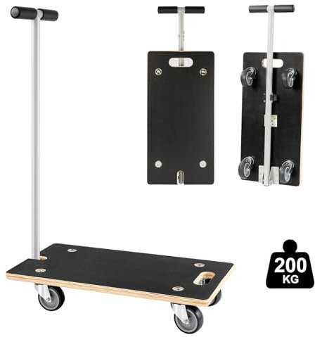 Transportroller mit Griff, Pejevir Möbelhund Tragkraft bis 200KG mit 4 Räder Rollbrett Möbelroller, Plattformwagen aus Holz Transporthilfe für Umzug Möbel, Rollwagen Transportwagen