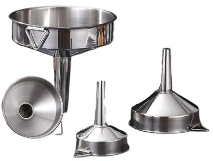 OZXJW Imbuto in Acciaio Inox da Cucina for Vino, Olio, Liquido, in Metallo, con Filtro Staccabile, Imbuto a Bocca Larga for Utensili da Cucina for inscatolamento(10CM)