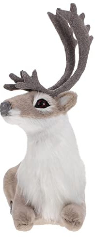 MAGICLULU Weihnachts-Rentier-Ornament 15 5 cm Pelzige Weihnachtssimulation Hirsch-Dekoration Dekorative Weihnachts-Elch-Modell-Gartendekoration Für Party Urlaub Tischregal Schreibtisch Büro