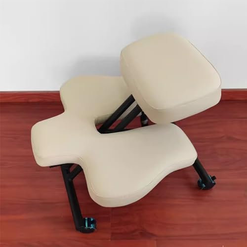 LULUMAIC Kniestuhl, Meditationshocker, Stuhl mit 2 Kissen, Flexible Kreuzbein-Kniestühle für das Heimbüro, orthopädische Korrekturhocker mit verstellbarem Neigungswinkel (Beige, Einheitsgröße)