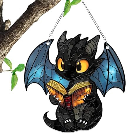 Läsa ljusfångande dekoration | fantasy fönster väggdekoration | akryl 2d platt jul bok hänge | julgran bok solfångare dekoration för alla bokälskare