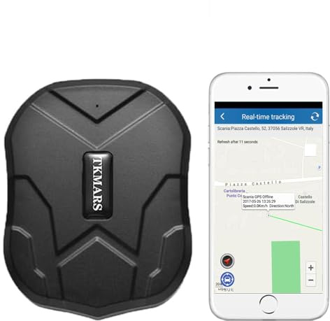 TKMARS Localizzatore TK905 GPS per auto con calamita, senza abbonamento, monitoraggio in tempo reale e varie modalità di avviso, batteria da 5000 mAh, GPS Tracker antifurto per Auto Moto con app