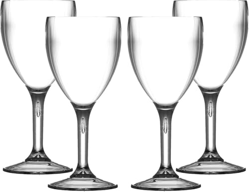 Reusable Crystal Clear Plastic Wine Glasses , 4-Pack, Premium Reusable Wine Glasses for Picnics, Camping, BBQ, Party, Outdoor/Indoor, Hot Tubs/Pools, Easy Clean 9oz, 12oz or 14oz (14oz (400ml))