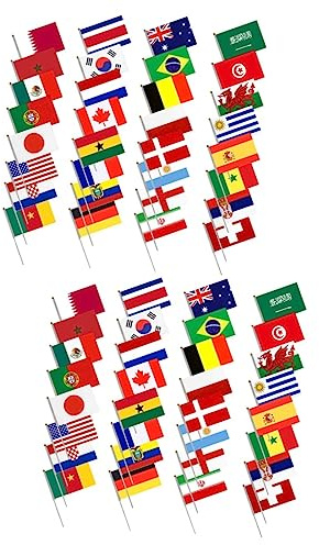 Abaodam 64pcs Football England Flag Handheld Small National Flag for Sports Club Parades