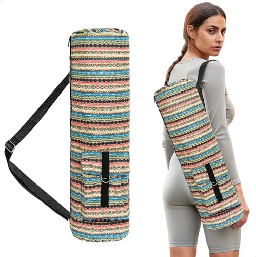 xyuayamz Borsa Tappetino Yoga, Borsa da Palestra Donna, Porta Tappettino Yoga con Tracolla Regolabile, Borse Tappetini Yogas per Pilates Fitness Tappeto, Tela