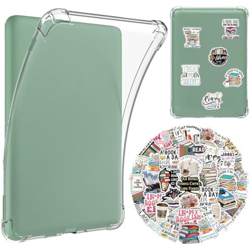 KIRZAX Kindle fodral 7 tum för Paperwhite 2024/2025 (12:a generationen) & Colorsoft Signature Edition, transparent silikon anti-repor, 50 läsklistermärken gratis
