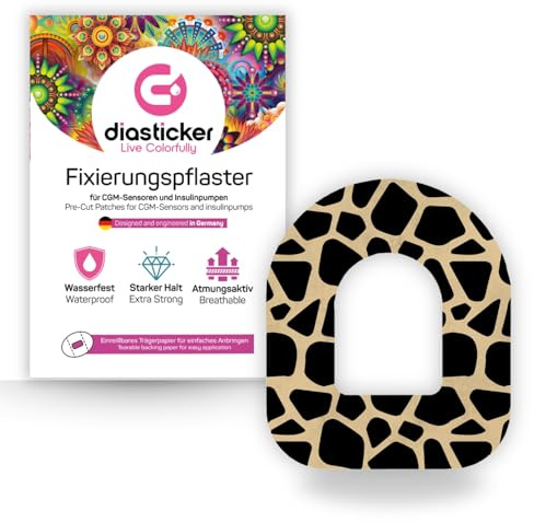 Diasticker | plåster för Omnipod (5 stycken, Savanna) | vattentät – hudvänlig – andas – starkt grepp | självhäftande fixeringsplåster, pod-fixering