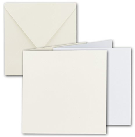 15x Quadratisches Falt-Karten Set - 15 x 15 cm - mit Brief-Umschlägen & Einlegeblättern - Naturweiss - FarbenFroh by GUSTAV NEUSER